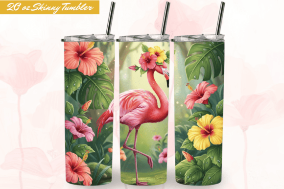 Download Summer Flamingo 20oz Skinny Tumbler Wrap - Skinny tumbler Collection